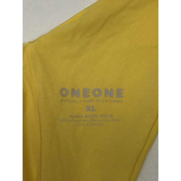 Oneone Bikini Top and Bikini Bottoms Yellow Floral Print Thong Size L/XL NEW - Picture 10 of 13